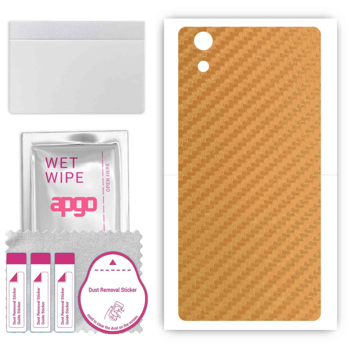 Folia naklejka skórka strukturalna na TYŁ do Sony Xperia X -  Carbon Złoty - apgo SKINS