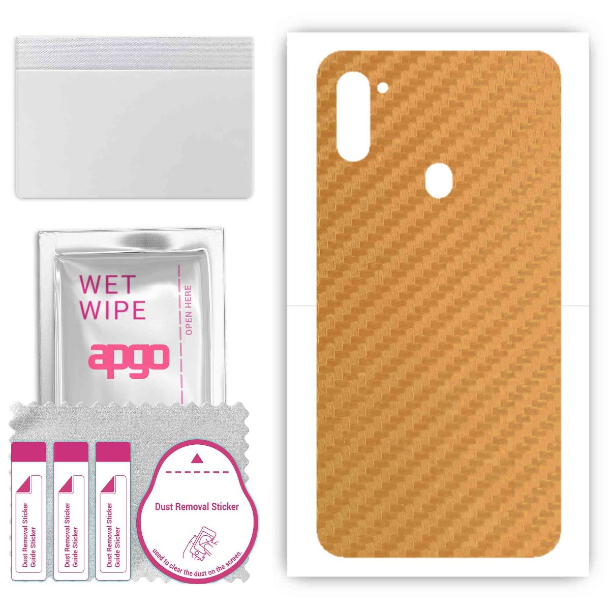 Folia naklejka skórka strukturalna na TYŁ do Samsung Galaxy M11 -  Carbon Złoty - apgo SKINS