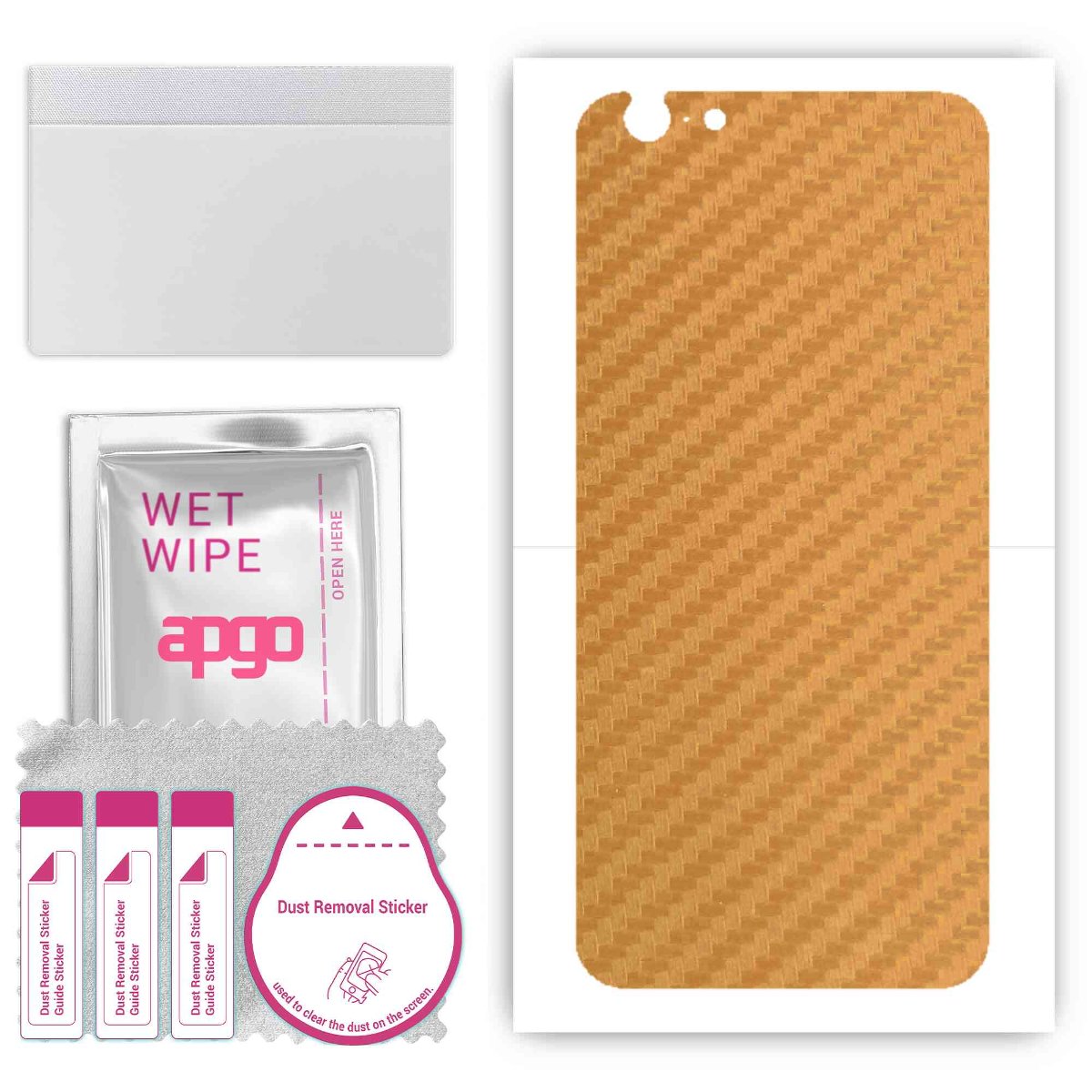 Folia naklejka skórka strukturalna na TYŁ do Apple iPhone 6 -  Carbon Złoty - apgo SKINS