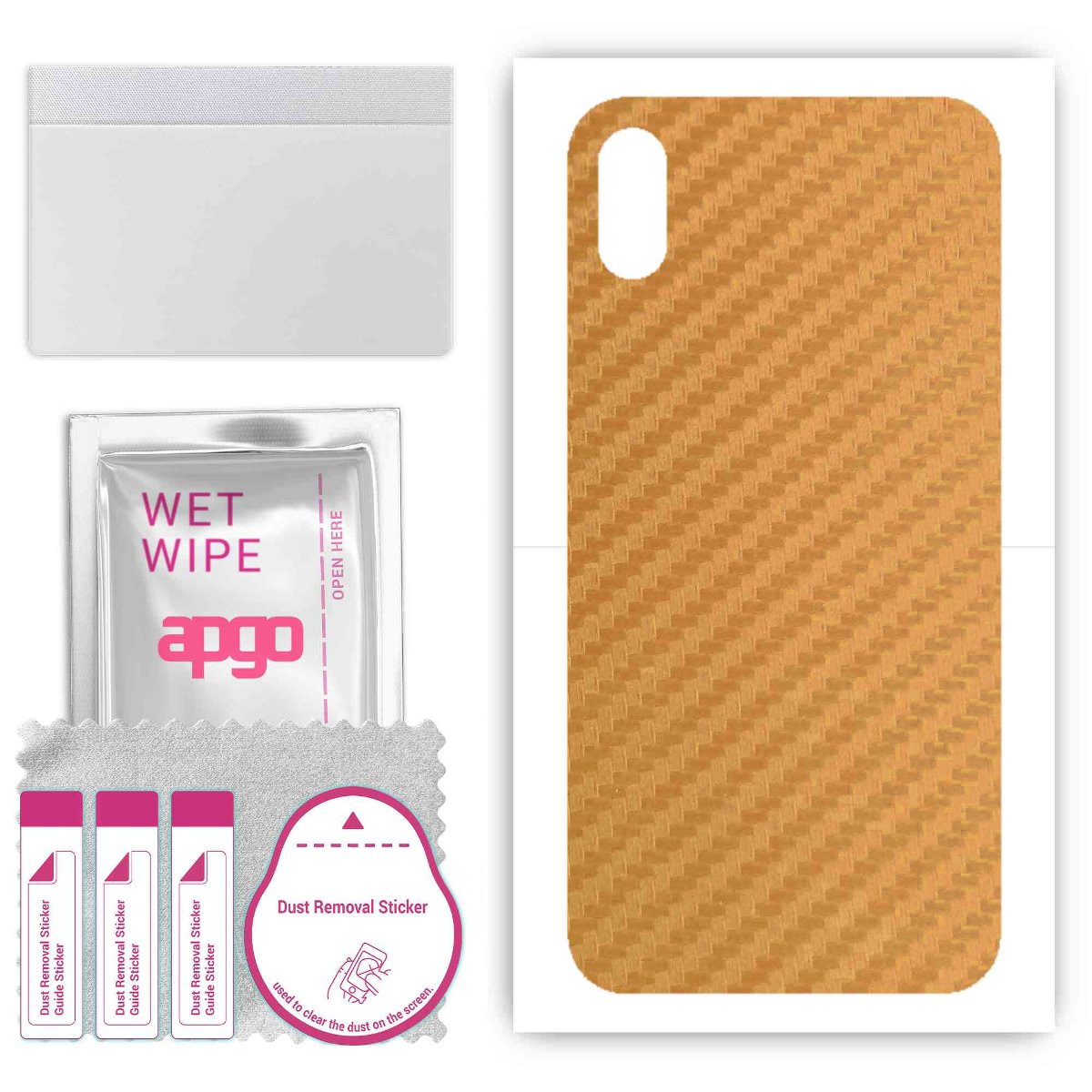 Folia naklejka skórka strukturalna na TYŁ do Apple iPhone X -  Carbon Złoty - apgo SKINS