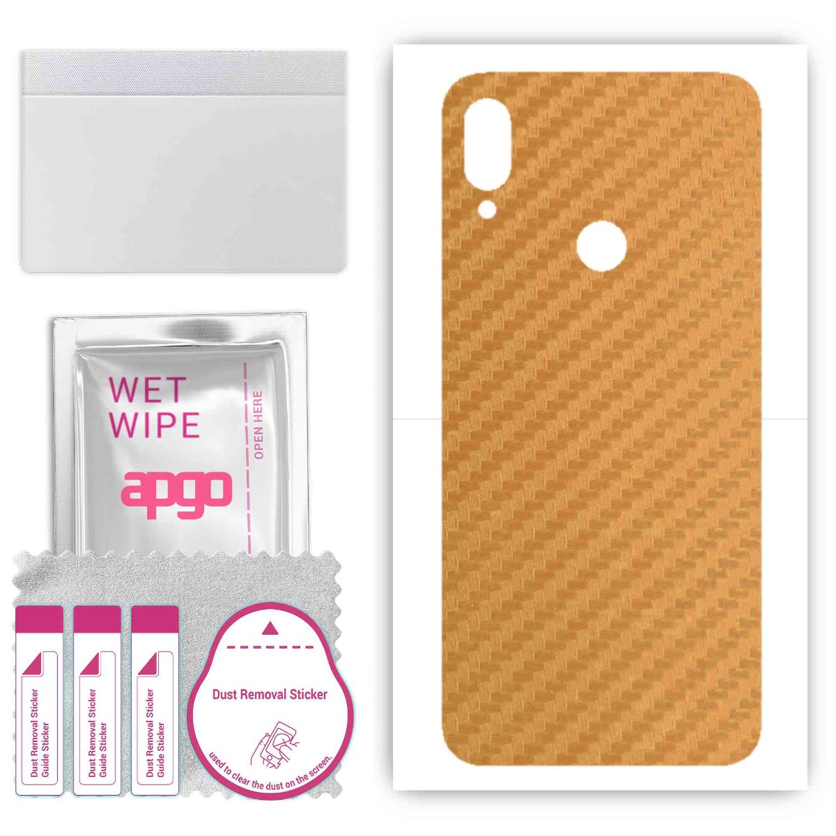 Folia naklejka skórka strukturalna na TYŁ do Xiaomi Redmi Note 7 -  Carbon Złoty - apgo SKINS