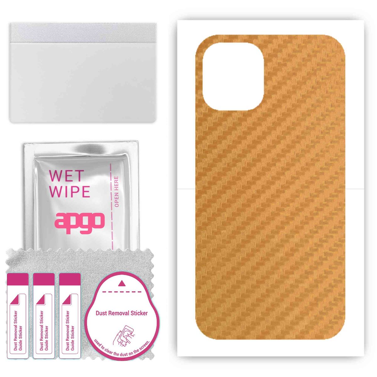 Folia naklejka skórka strukturalna na TYŁ do Apple iPhone 12 mini -  Carbon Złoty - apgo SKINS