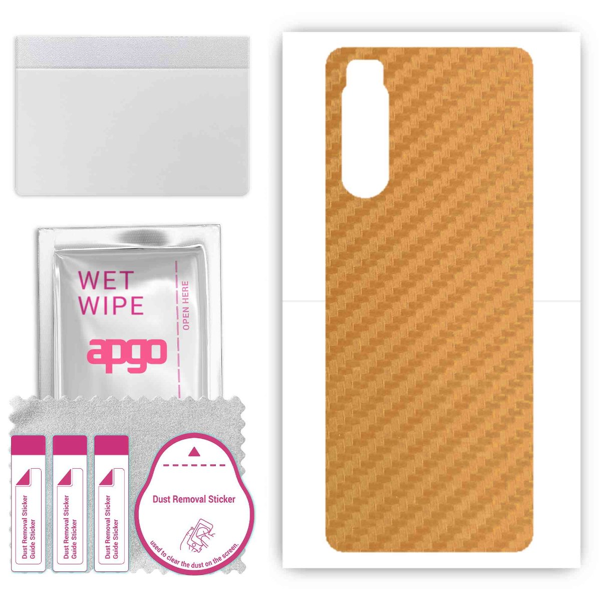 Folia naklejka skórka strukturalna na TYŁ do Sony Xperia 5 II -  Carbon Złoty - apgo SKINS