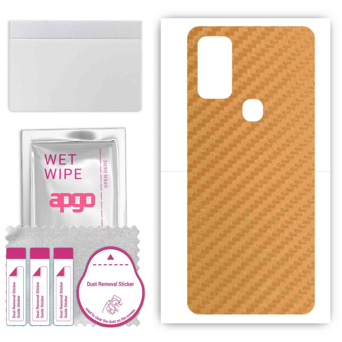 Folia naklejka skórka strukturalna na TYŁ do Samsung Galaxy M31 Prime -  Carbon Złoty - apgo SKINS