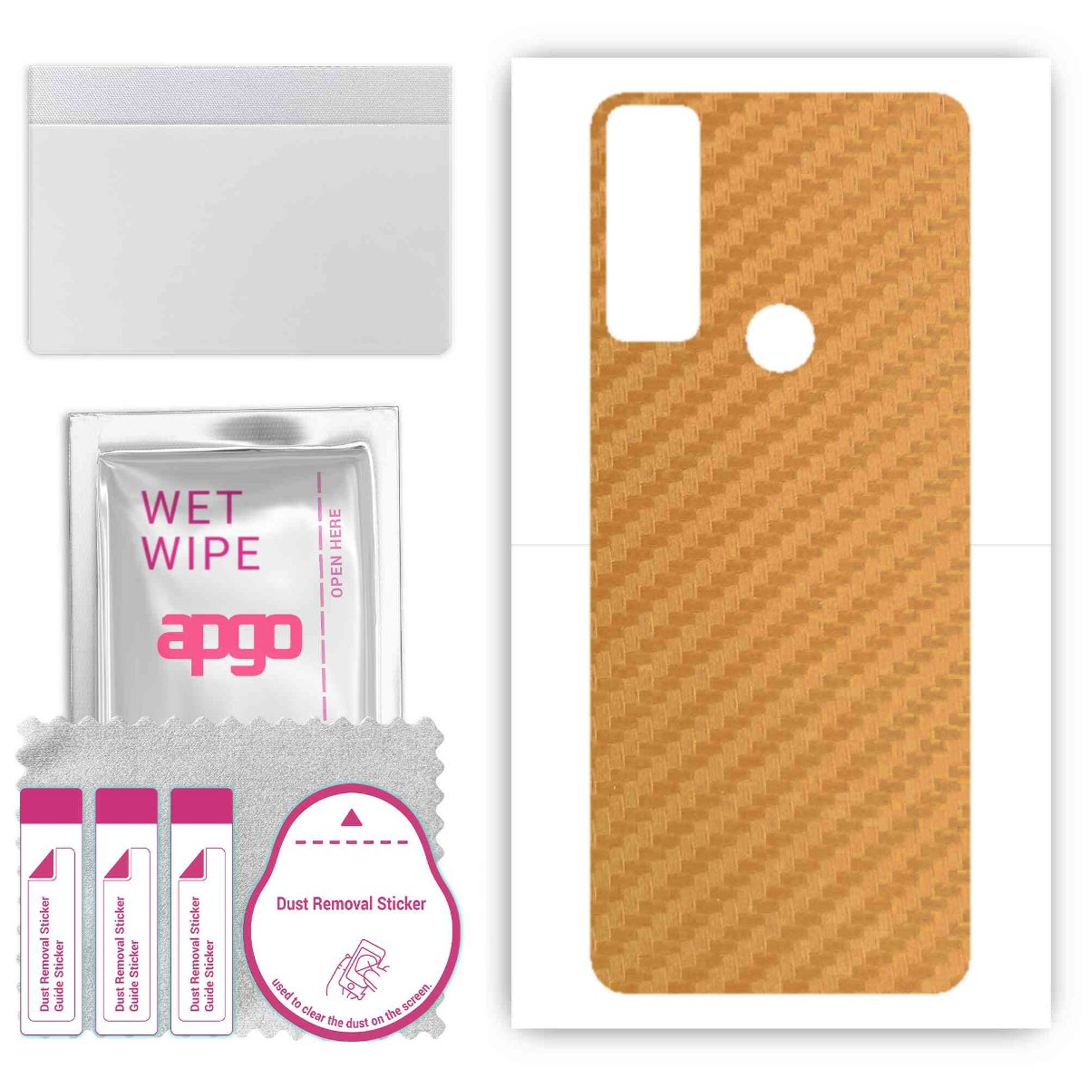 Folia naklejka skórka strukturalna na TYŁ do TCL 20 SE -  Carbon Złoty - apgo SKINS