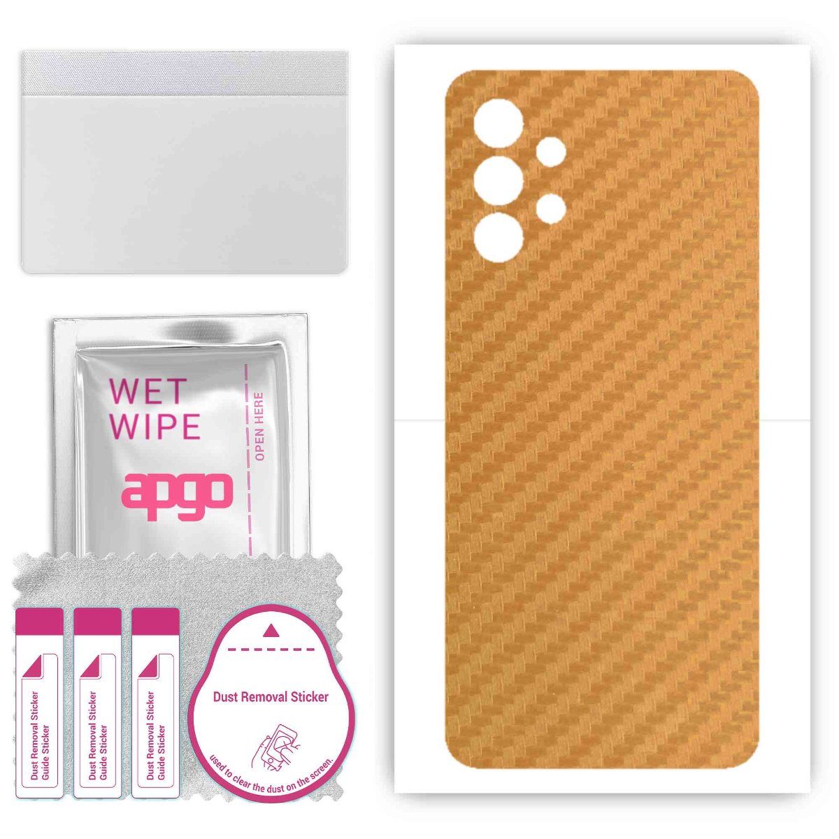 Folia naklejka skórka strukturalna na TYŁ do Samsung Galaxy A32 4G -  Carbon Złoty - apgo SKINS