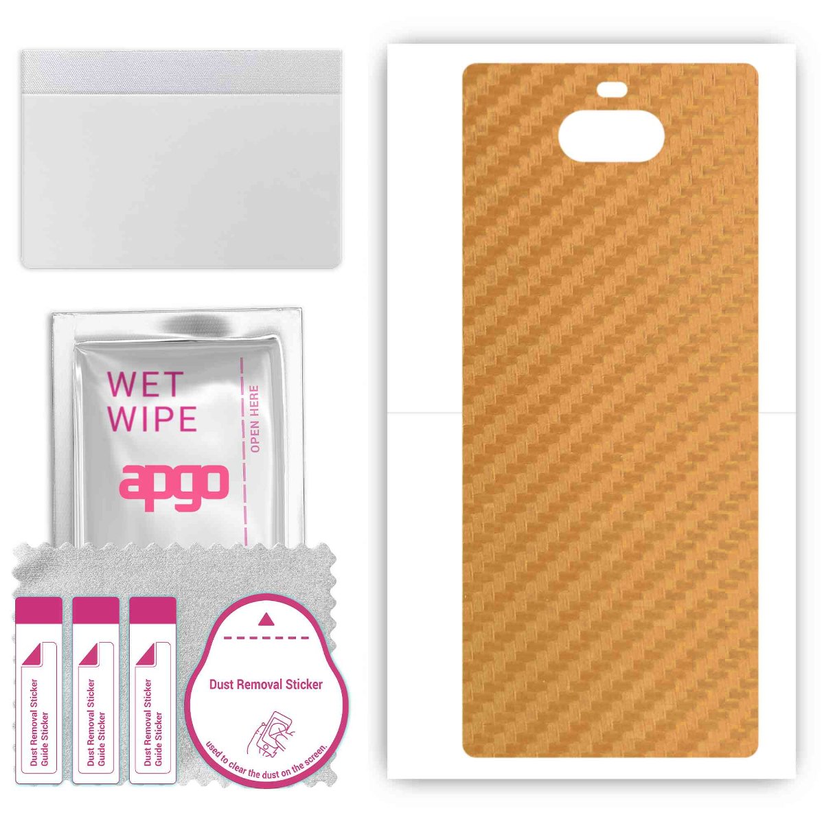 Folia naklejka skórka strukturalna na TYŁ do Sony Xperia 8 Lite -  Carbon Złoty - apgo SKINS