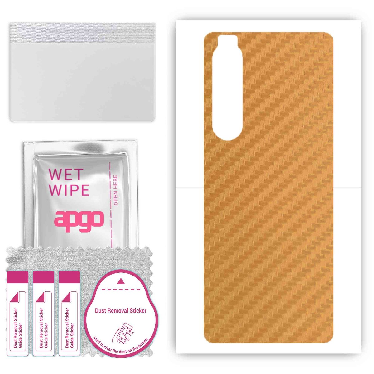 Folia naklejka skórka strukturalna na TYŁ do Sony Xperia 1 III -  Carbon Złoty - apgo SKINS