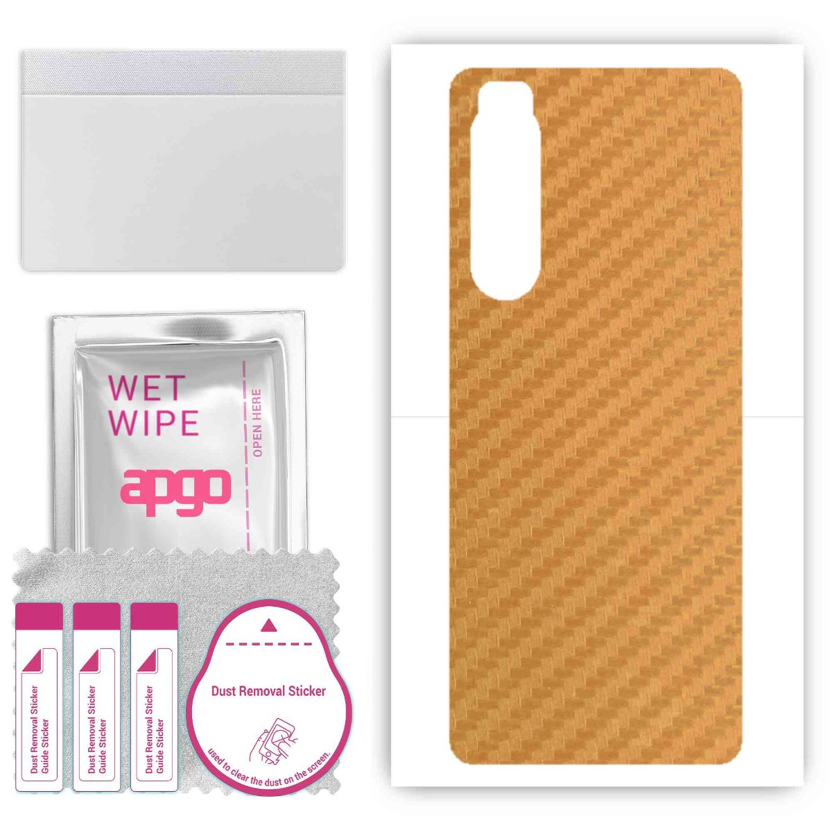 Folia naklejka skórka strukturalna na TYŁ do Sony Xperia 5 III -  Carbon Złoty - apgo SKINS