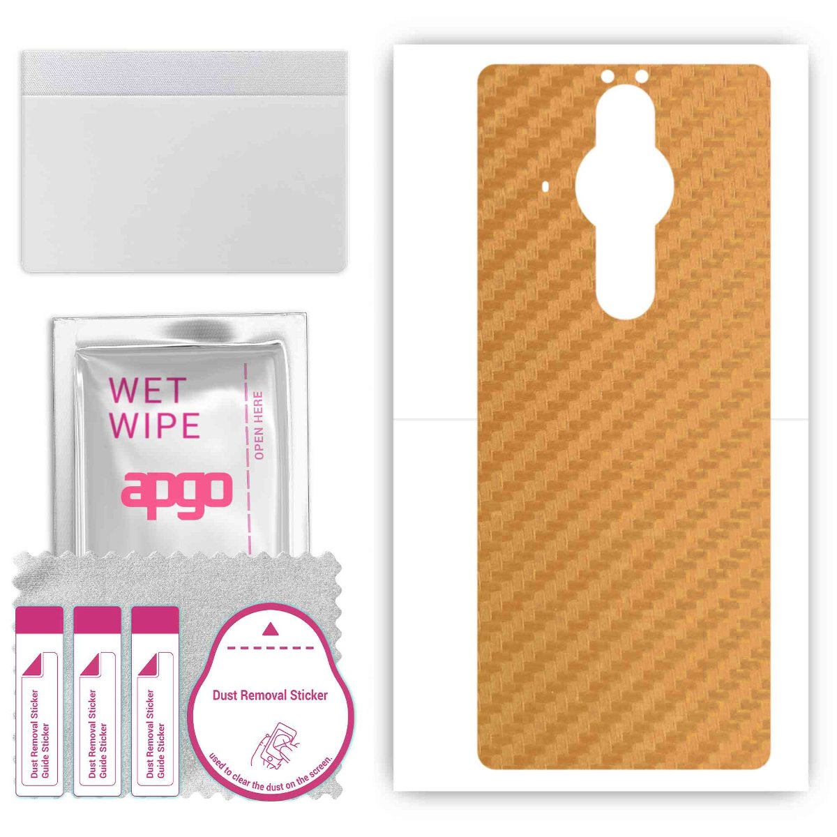 Folia naklejka skórka strukturalna na TYŁ do Sony Xperia PRO -  Carbon Złoty - apgo SKINS