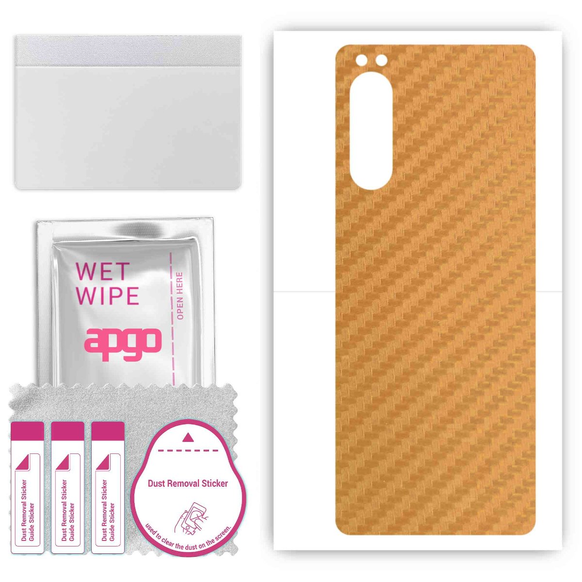 Folia naklejka skórka strukturalna na TYŁ do Sony Xperia 5 II XQ-AS42 -  Carbon Złoty - apgo SKINS