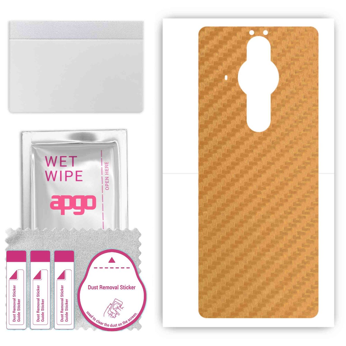 Folia naklejka skórka strukturalna na TYŁ do Sony Xperia PRO-I -  Carbon Złoty - apgo SKINS