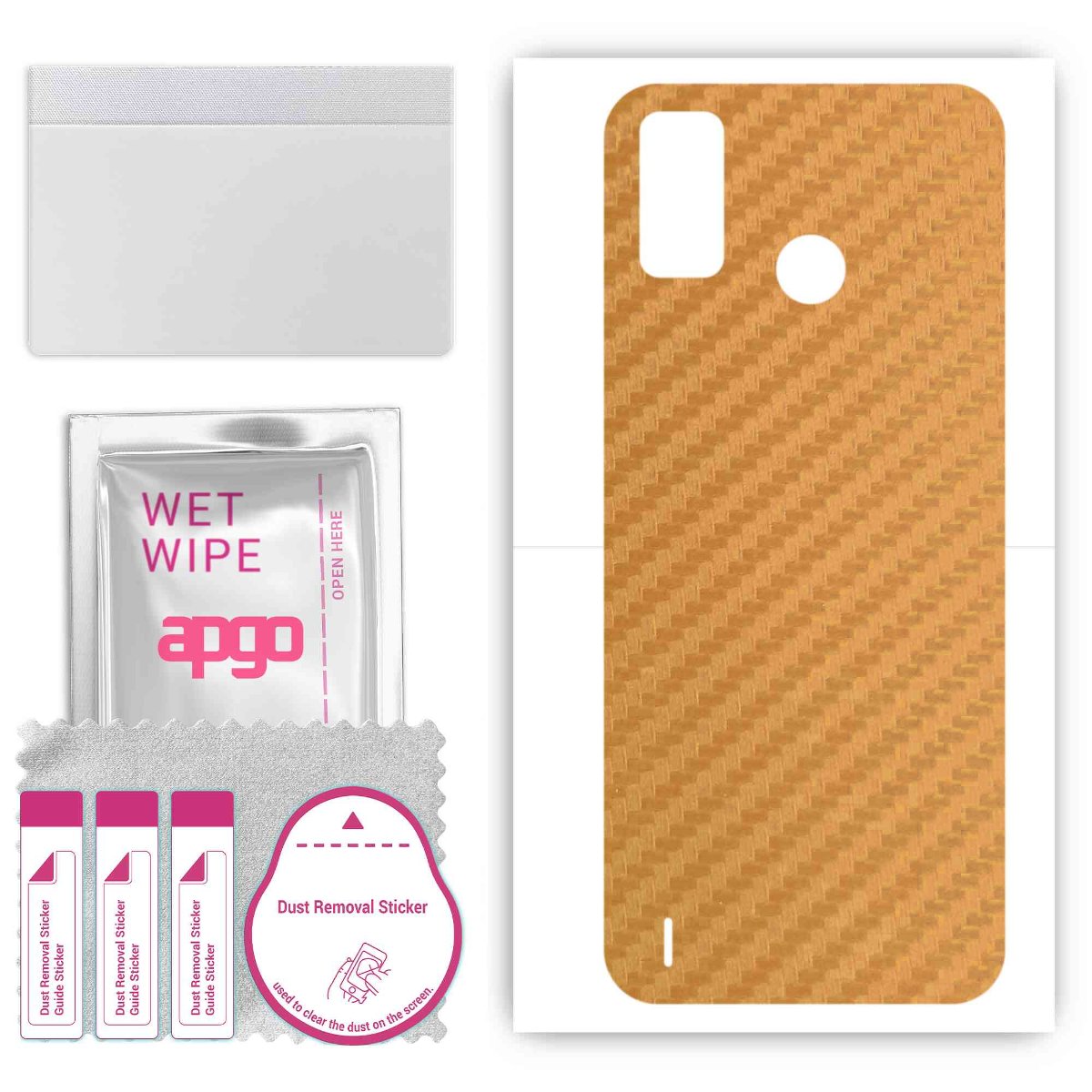 Folia naklejka skórka strukturalna na TYŁ do Tecno Spark GO 2020 -  Carbon Złoty - apgo SKINS