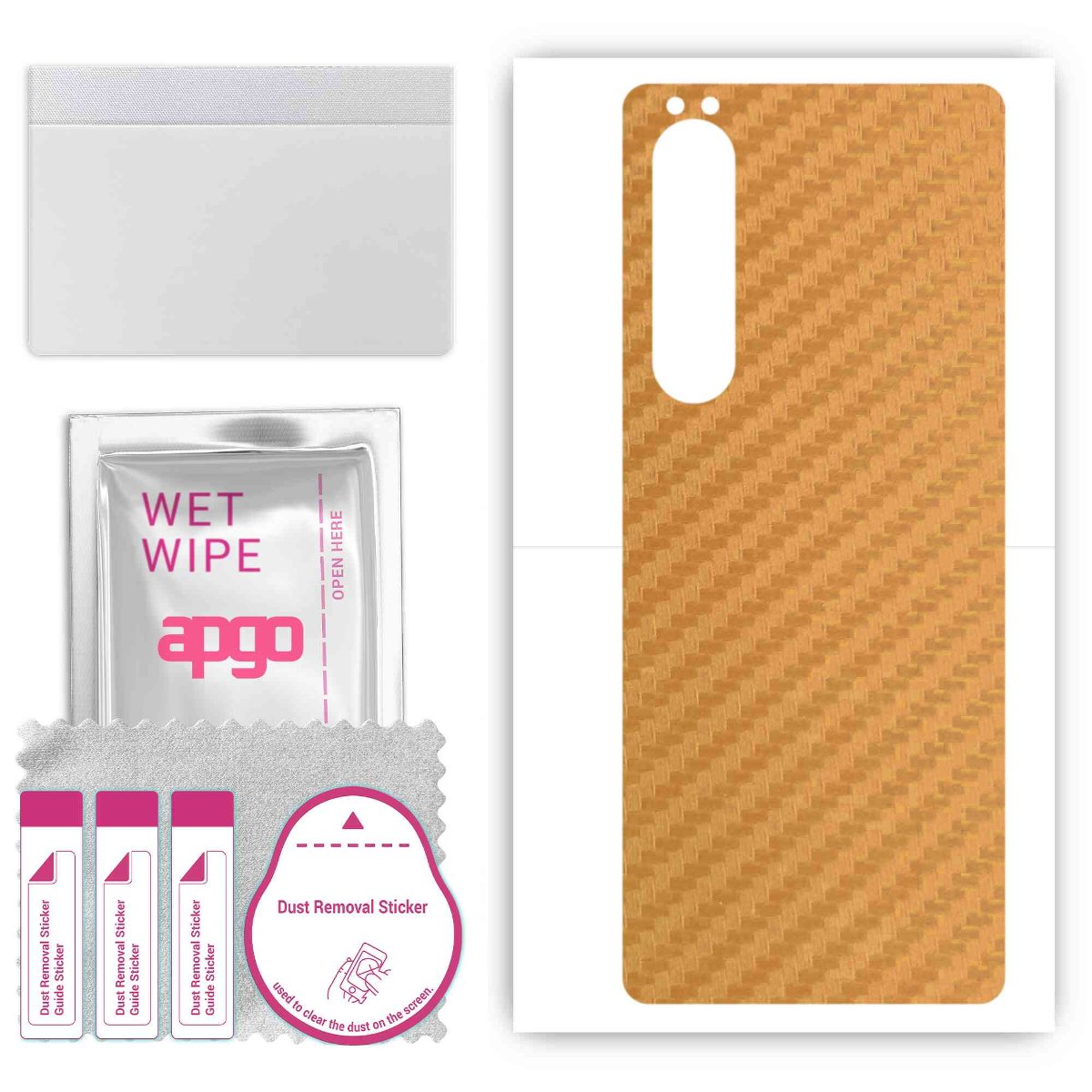 Folia naklejka skórka strukturalna na TYŁ do Sony Xperia 1 III SOG03 -  Carbon Złoty - apgo SKINS