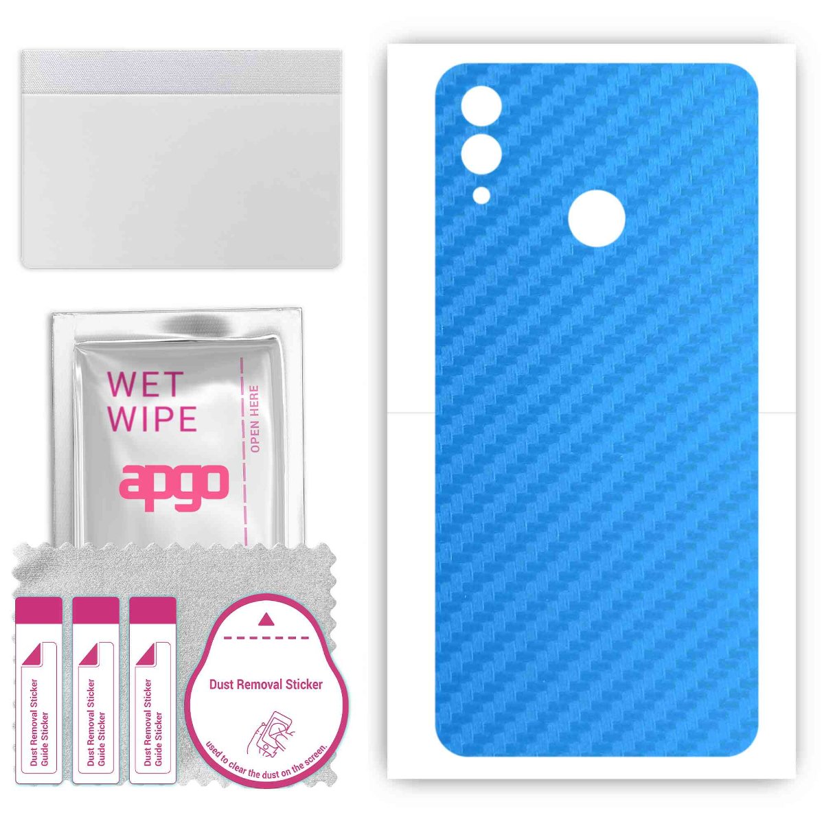 Folia naklejka skórka strukturalna na TYŁ do Honor 10 Lite -  Carbon Niebieski - apgo SKINS