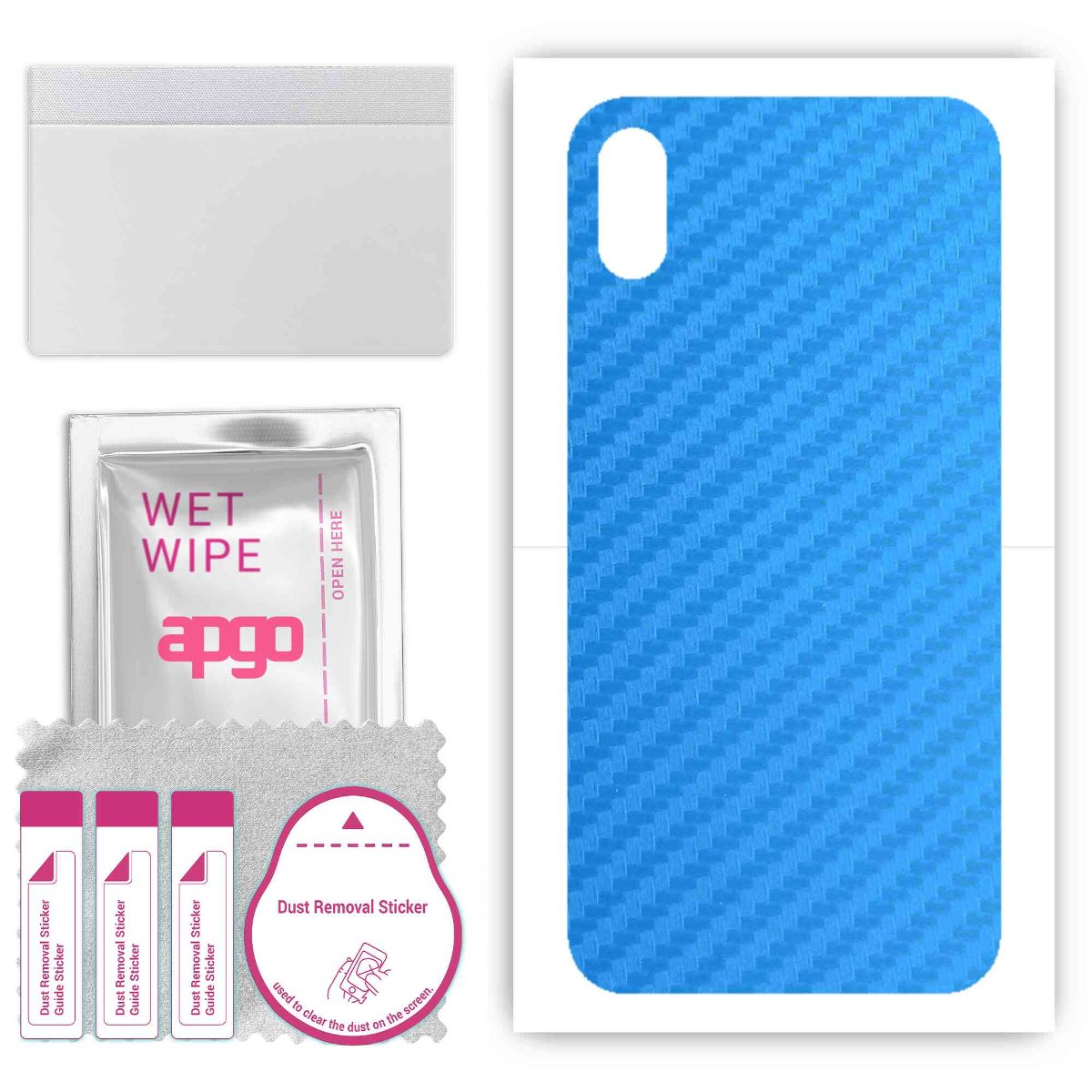 Folia naklejka skórka strukturalna na TYŁ do Apple iPhone X -  Carbon Niebieski - apgo SKINS