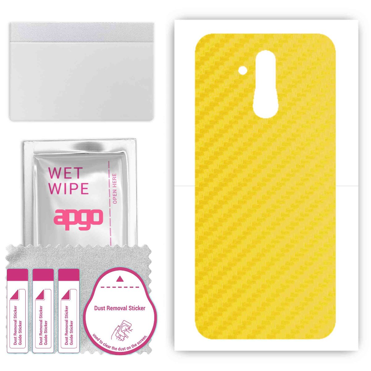 Folia naklejka skórka strukturalna na TYŁ do Huawei Mate 20 lite -  Carbon Żółty - apgo SKINS