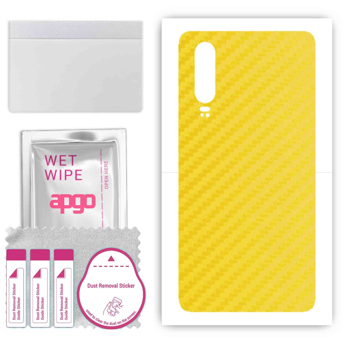 Folia naklejka skórka strukturalna na TYŁ do Huawei P30 -  Carbon Żółty - apgo SKINS