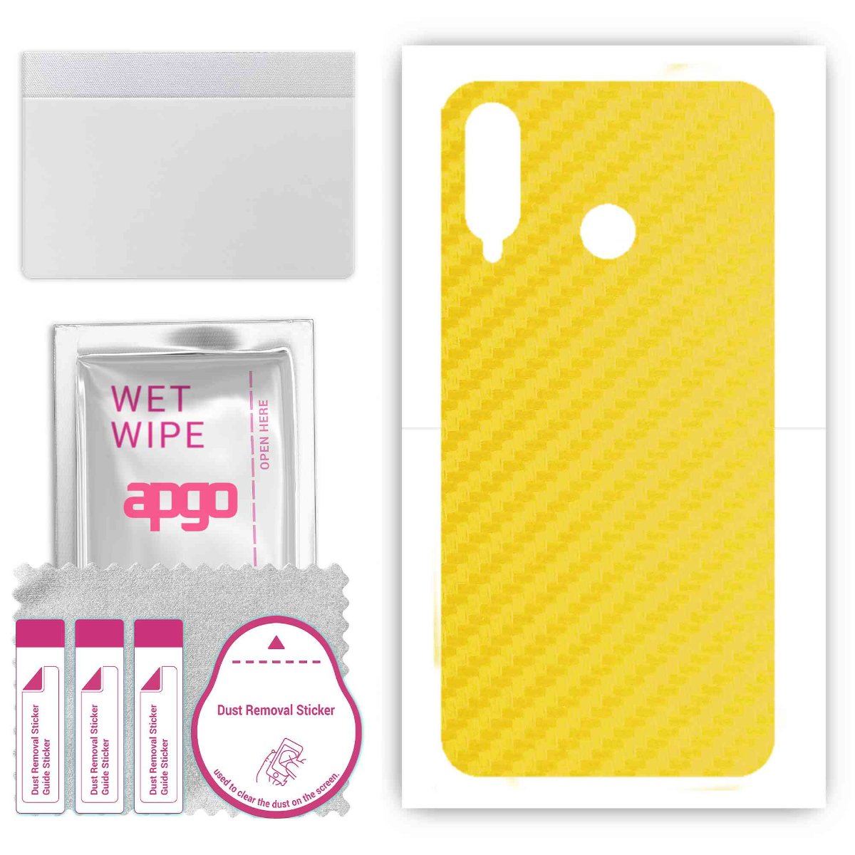 Folia naklejka skórka strukturalna na TYŁ do Huawei P30 lite New Edition -  Carbon Żółty - apgo SKINS