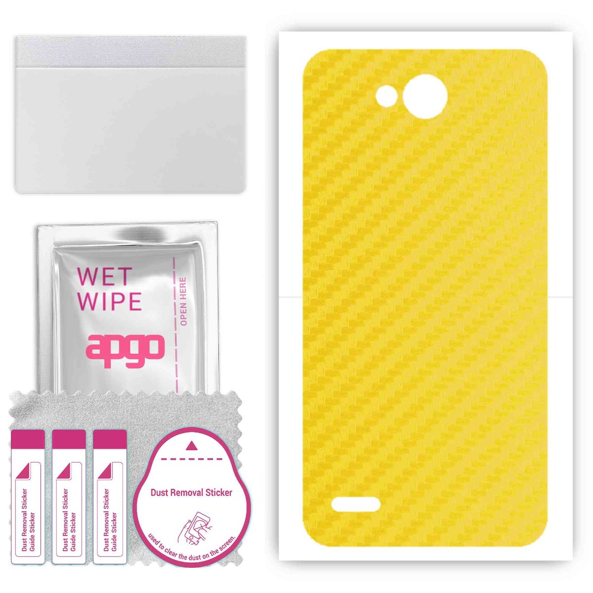 Folia naklejka skórka strukturalna na TYŁ do LG X power2 -  Carbon Żółty - apgo SKINS