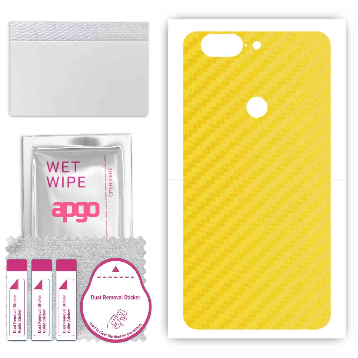 Folia naklejka skórka strukturalna na TYŁ do OnePlus 5T -  Carbon Żółty - apgo SKINS