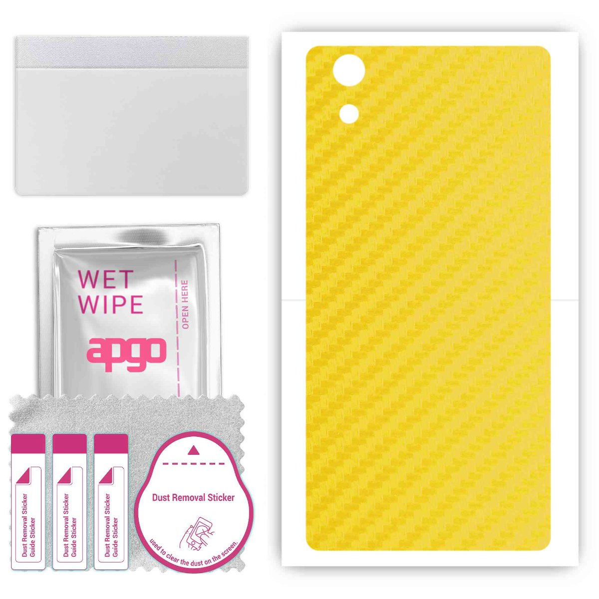 Folia naklejka skórka strukturalna na TYŁ do Sony Xperia X -  Carbon Żółty - apgo SKINS