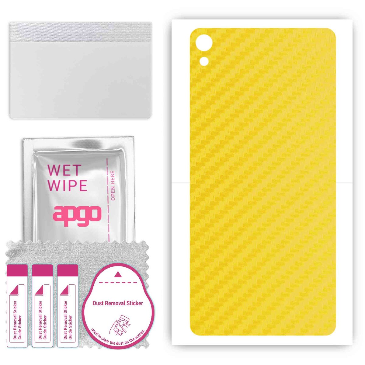 Folia naklejka skórka strukturalna na TYŁ do Sony Xperia E5 -  Carbon Żółty - apgo SKINS