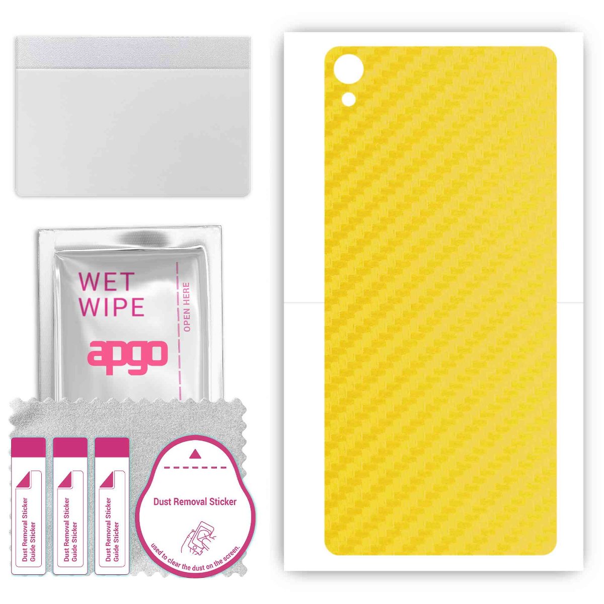 Folia naklejka skórka strukturalna na TYŁ do Sony Xperia XA -  Carbon Żółty - apgo SKINS