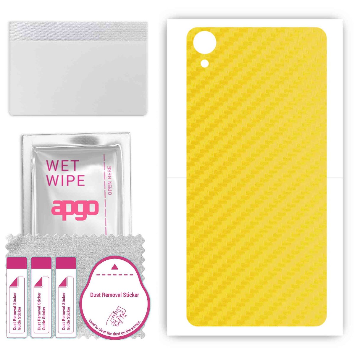 Folia naklejka skórka strukturalna na TYŁ do Sony Xperia XA Ultra -  Carbon Żółty - apgo SKINS