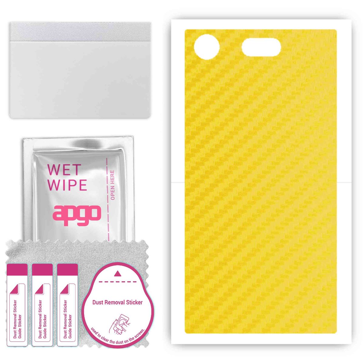 Folia naklejka skórka strukturalna na TYŁ do Sony Xperia XZ1 Compact -  Carbon Żółty - apgo SKINS