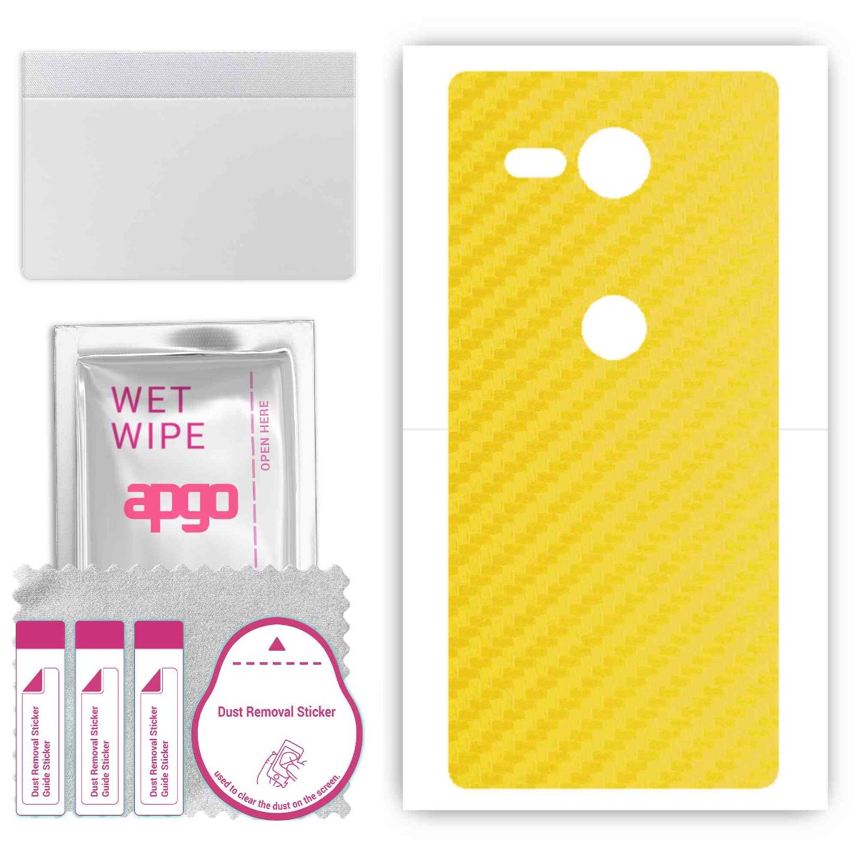 Folia naklejka skórka strukturalna na TYŁ do Sony Xperia XZ2 Compact -  Carbon Żółty - apgo SKINS