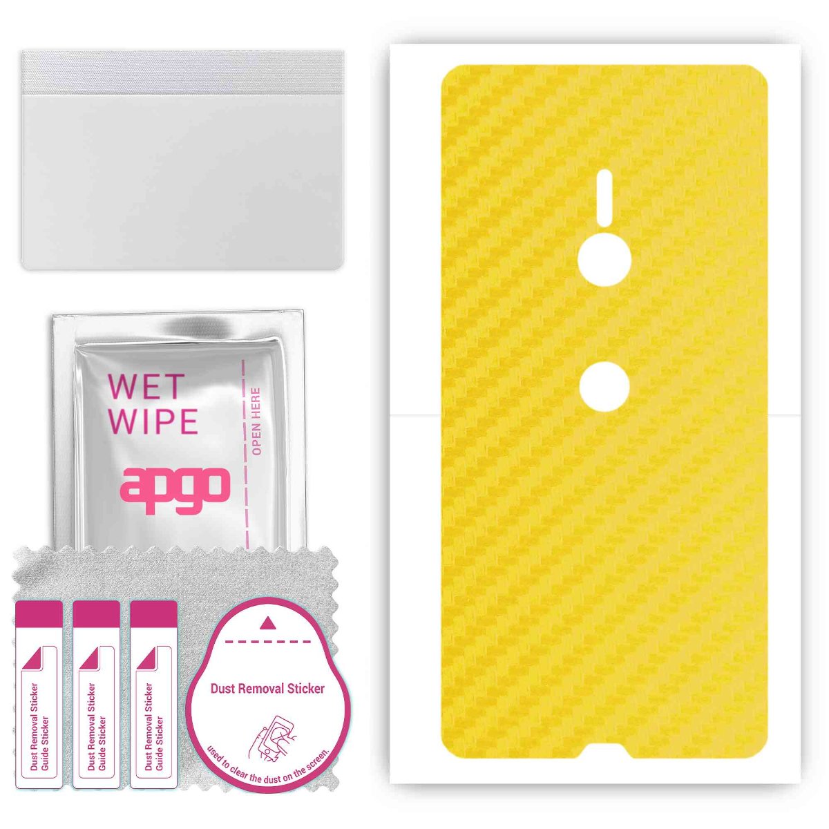 Folia naklejka skórka strukturalna na TYŁ do Sony Xperia XZ3 -  Carbon Żółty - apgo SKINS