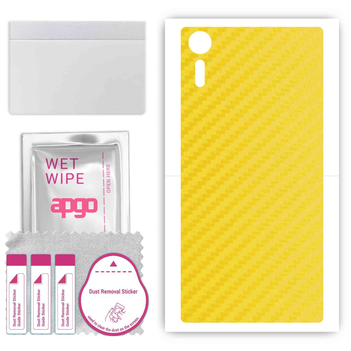 Folia naklejka skórka strukturalna na TYŁ do Sony Xperia XZs -  Carbon Żółty - apgo SKINS