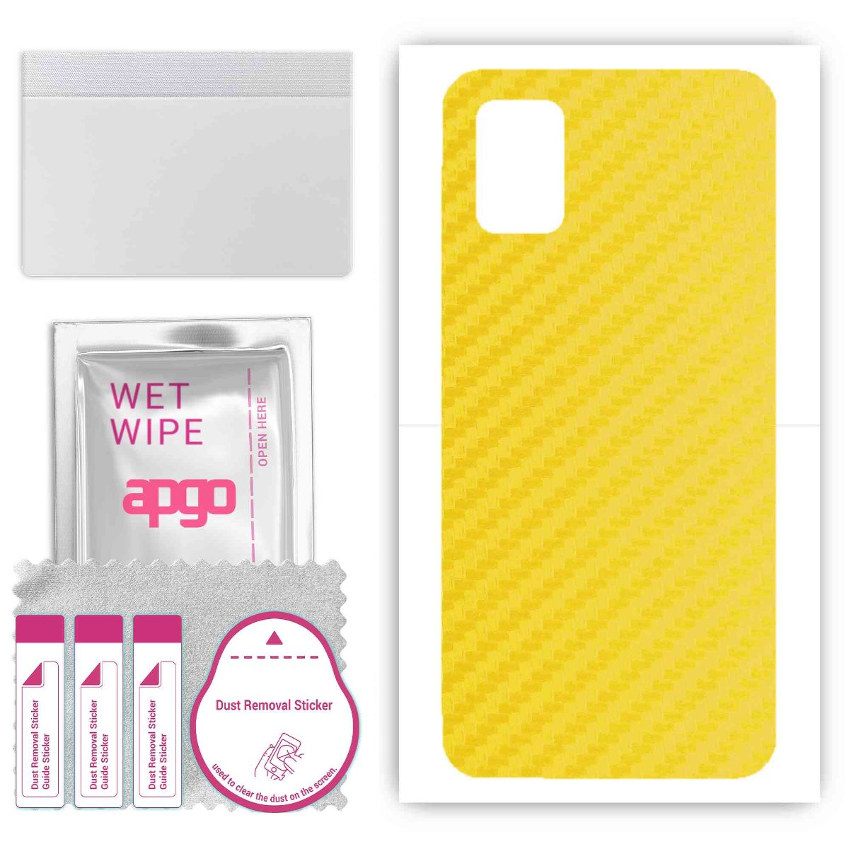 Folia naklejka skórka strukturalna na TYŁ do Samsung Galaxy A51 5G -  Carbon Żółty - apgo SKINS