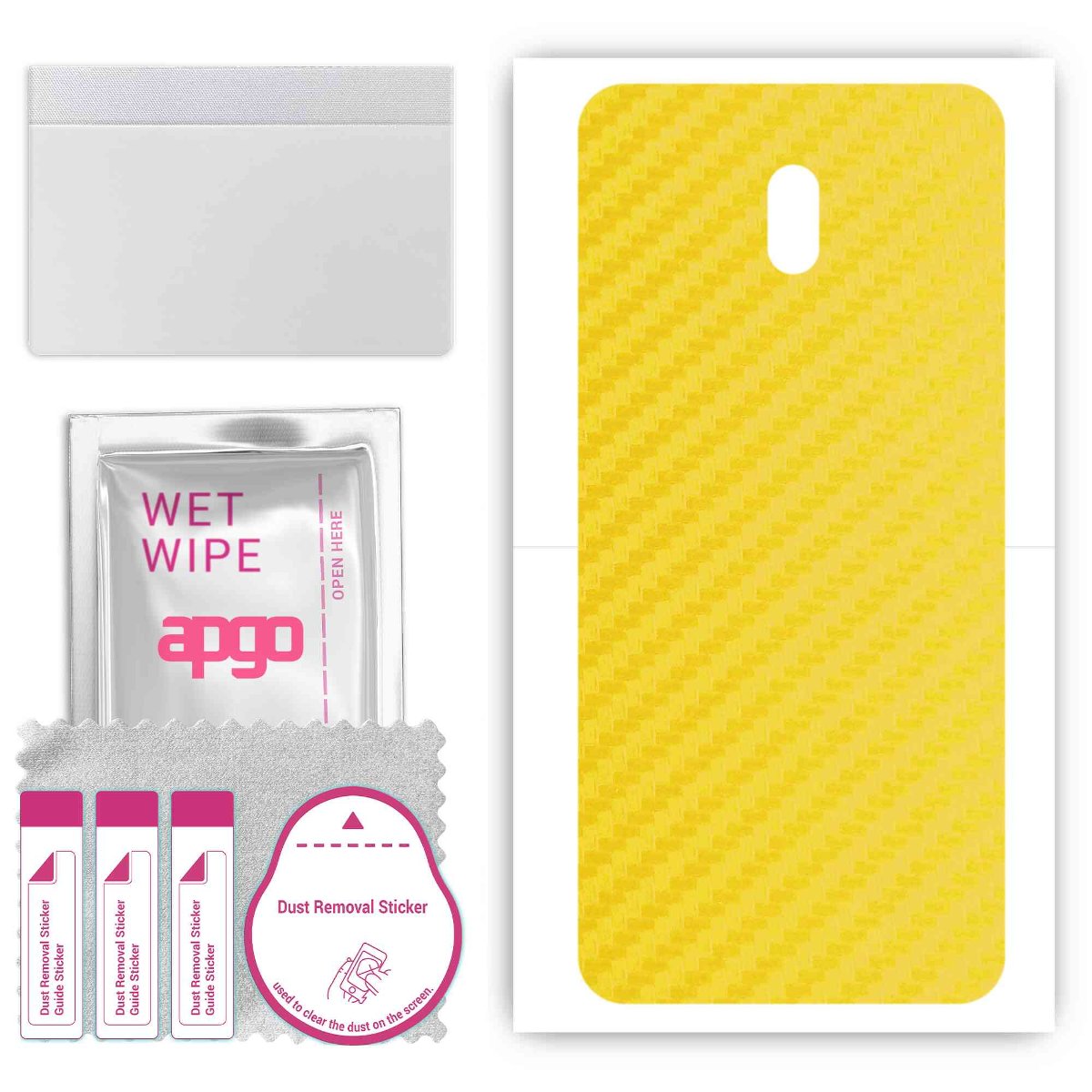 Folia naklejka skórka strukturalna na TYŁ do Xiaomi Redmi 8A -  Carbon Żółty - apgo SKINS