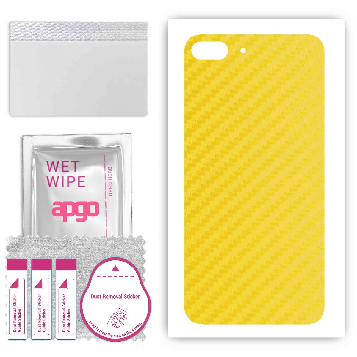 Folia naklejka skórka strukturalna na TYŁ do Apple iPhone 8 Plus -  Carbon Żółty - apgo SKINS