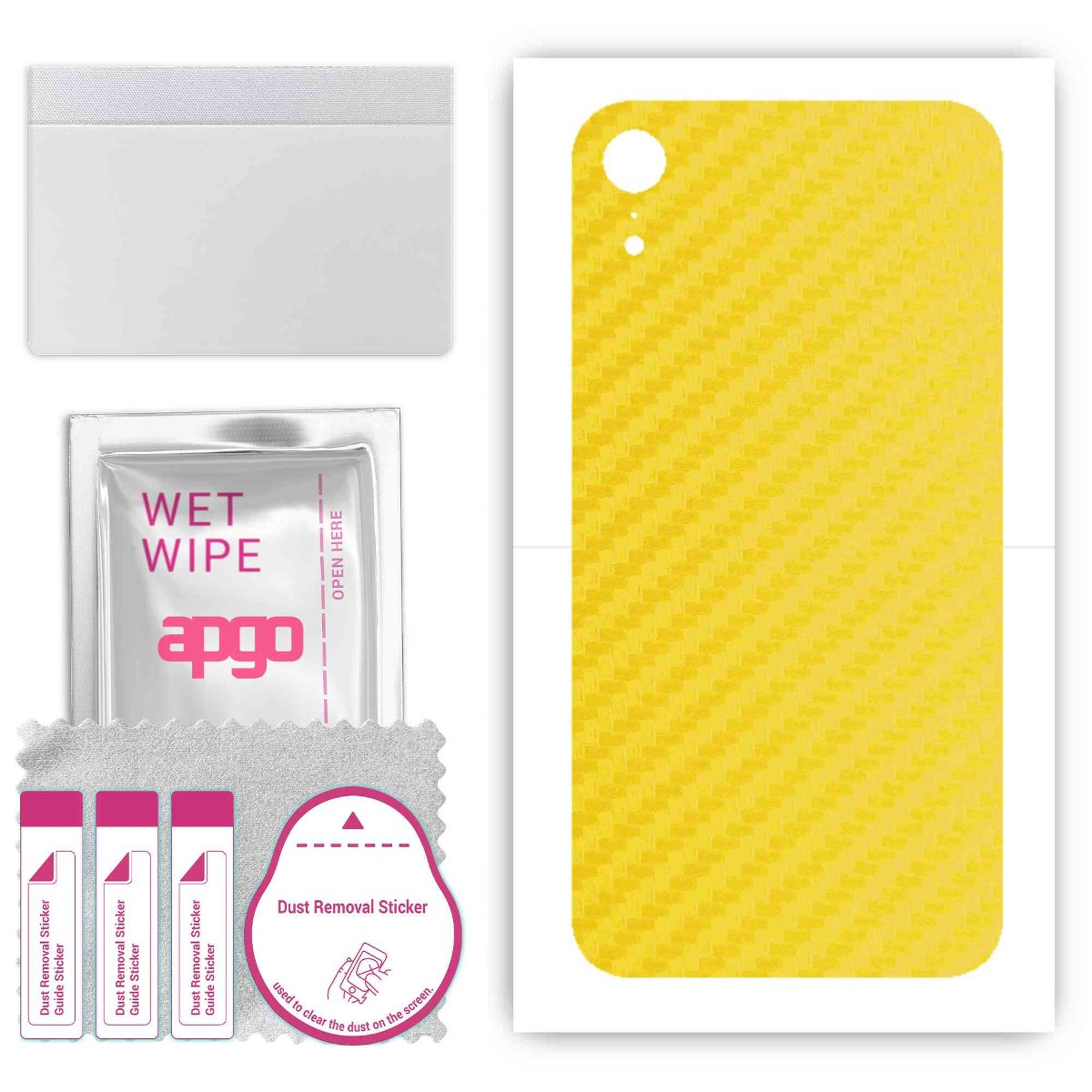 Folia naklejka skórka strukturalna na TYŁ do Apple iPhone XR -  Carbon Żółty - apgo SKINS