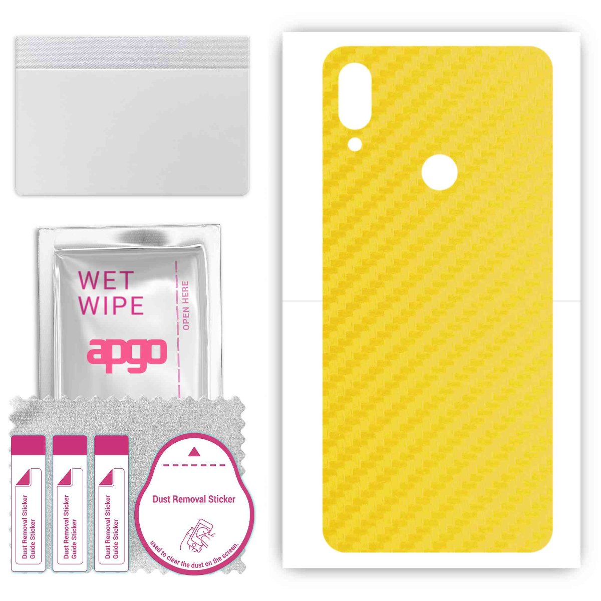 Folia naklejka skórka strukturalna na TYŁ do Xiaomi Redmi Note 7 Pro -  Carbon Żółty - apgo SKINS