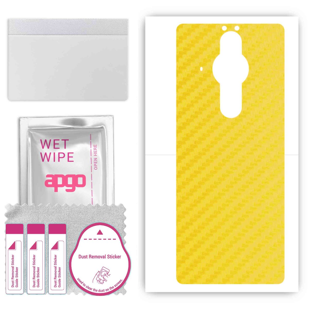 Folia naklejka skórka strukturalna na TYŁ do Sony Xperia PRO -  Carbon Żółty - apgo SKINS