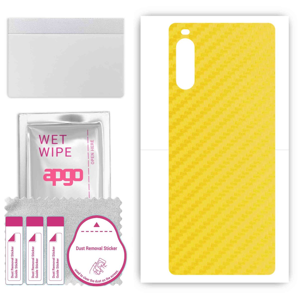 Folia naklejka skórka strukturalna na TYŁ do Sony Xperia 10 III SOG04 -  Carbon Żółty - apgo SKINS