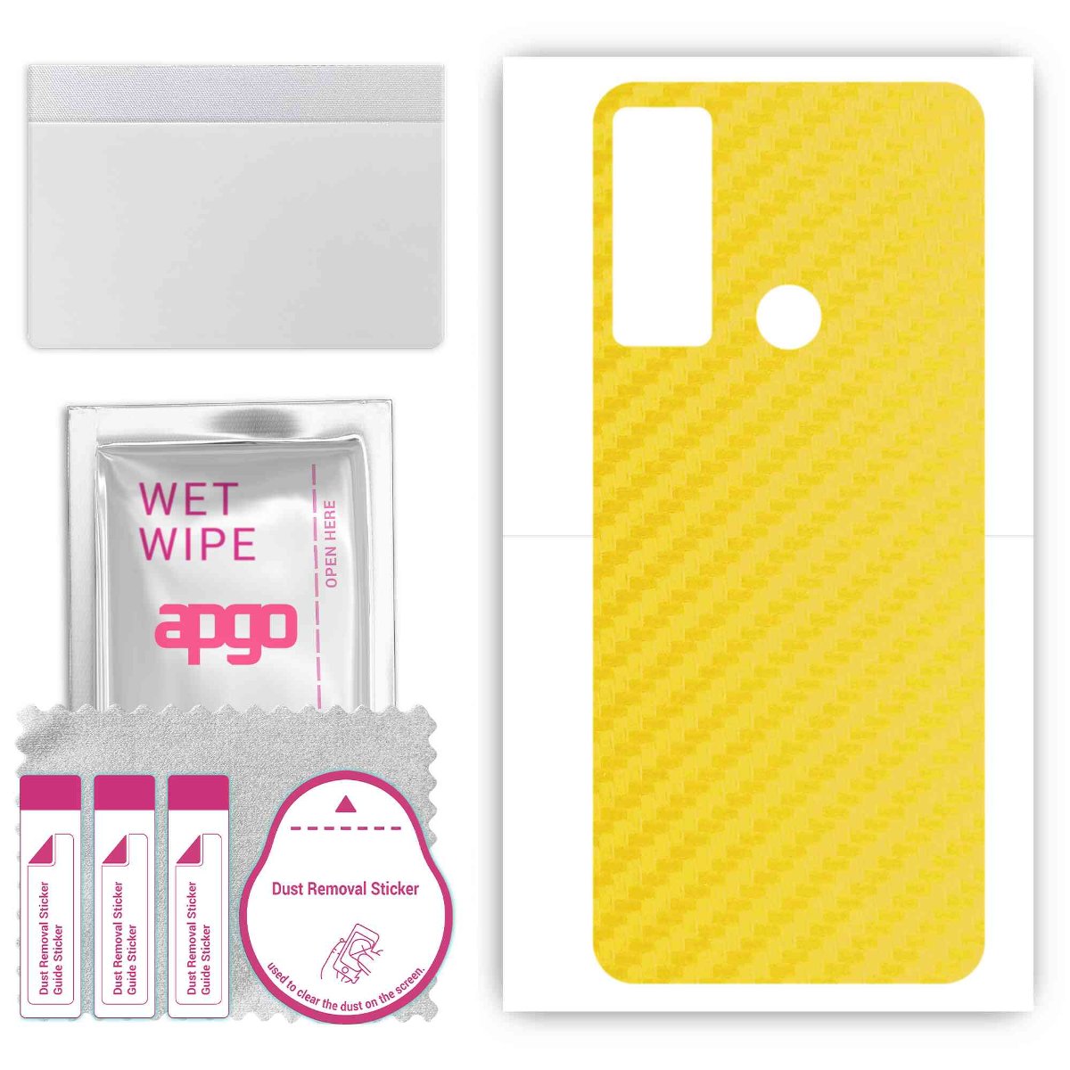 Folia naklejka skórka strukturalna na TYŁ do TCL 5H -  Carbon Żółty - apgo SKINS