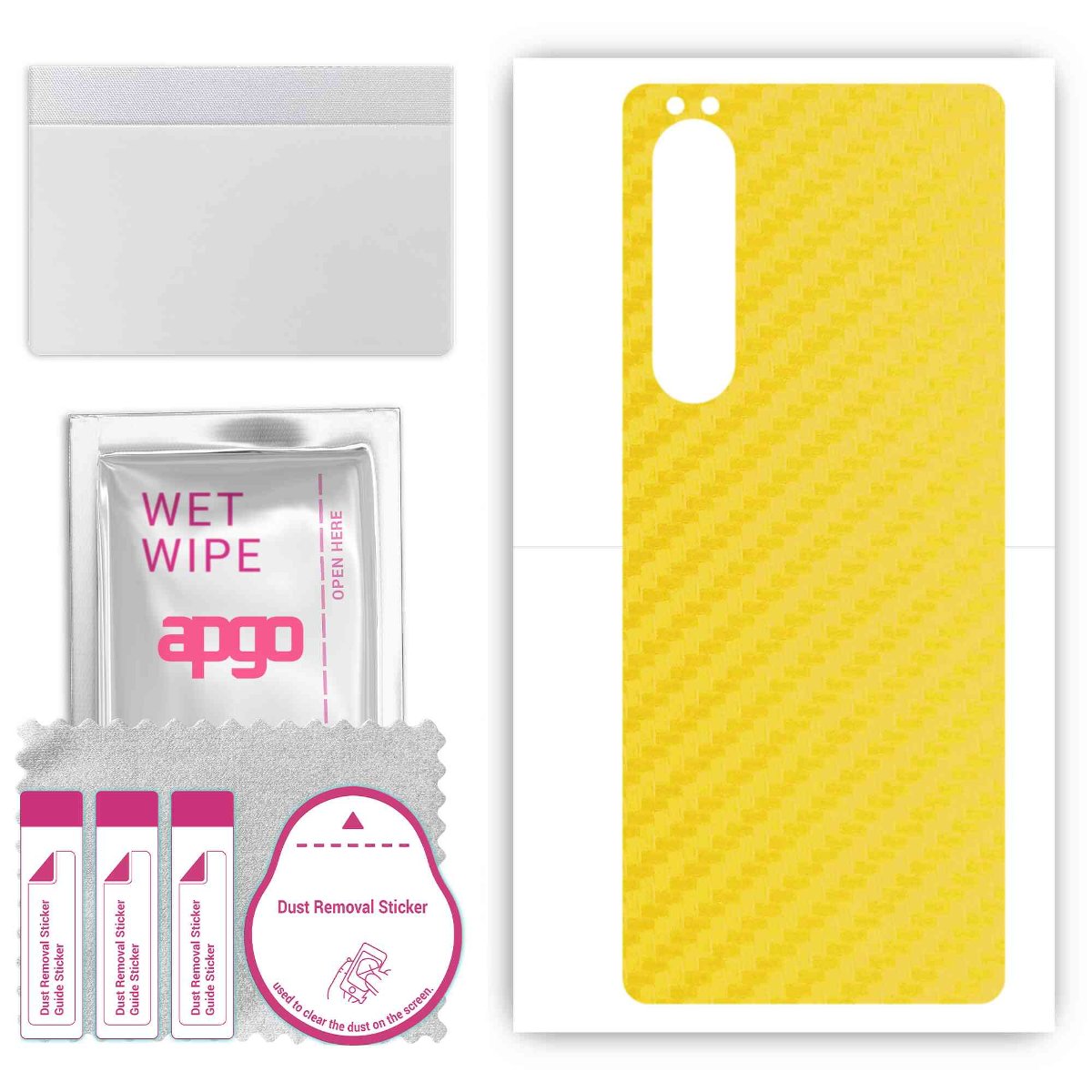 Folia naklejka skórka strukturalna na TYŁ do Sony Xperia 1 III SOG03 -  Carbon Żółty - apgo SKINS