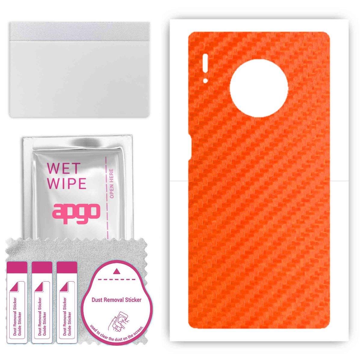 Folia naklejka skórka strukturalna na TYŁ do Huawei Mate 30 Pro -  Carbon Pomarańczowy - apgo SKINS