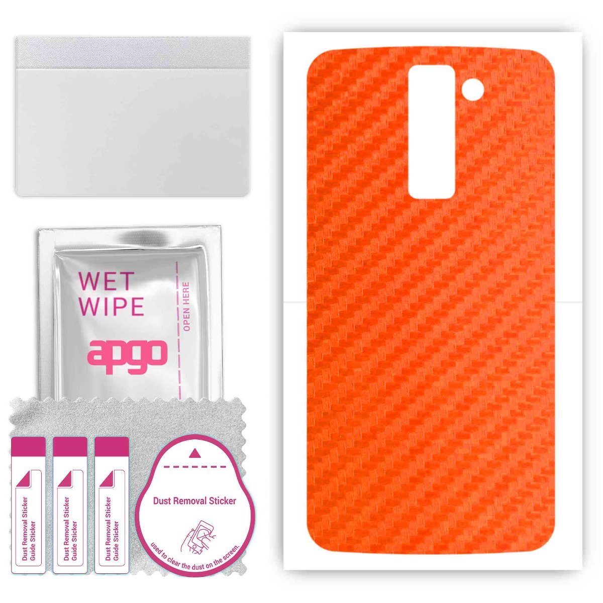 Folia naklejka skórka strukturalna na TYŁ do LG K10 -  Carbon Pomarańczowy - apgo SKINS