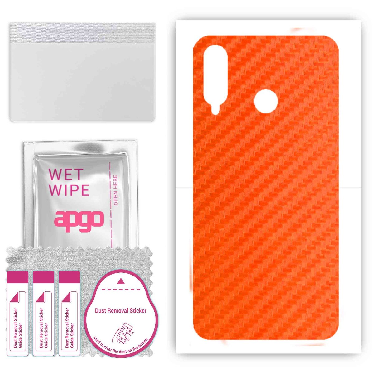 Folia naklejka skórka strukturalna na TYŁ do Huawei P30 lite New Edition -  Carbon Pomarańczowy - apgo SKINS