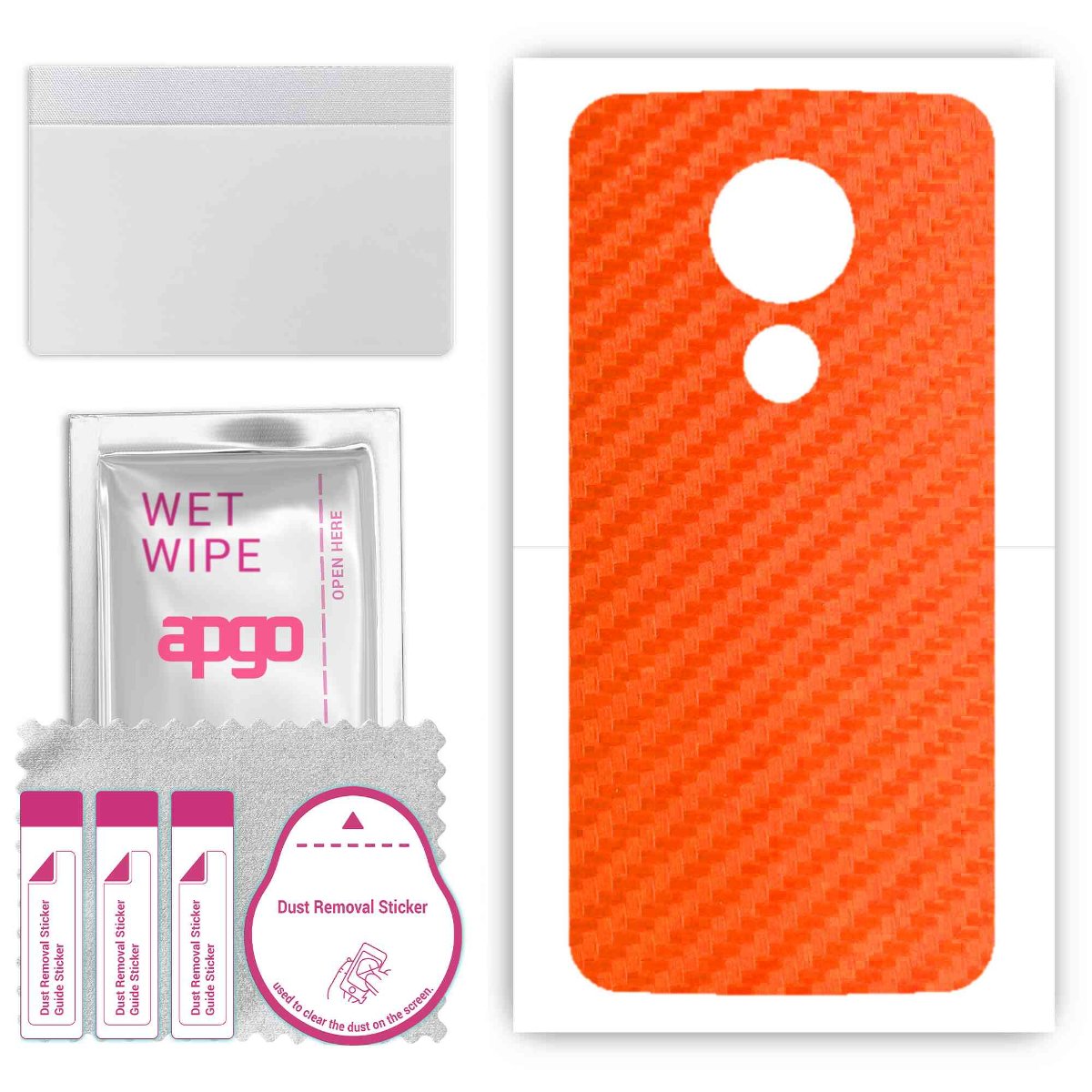 Folia naklejka skórka strukturalna na TYŁ do Motorola Moto G7 Power -  Carbon Pomarańczowy - apgo SKINS