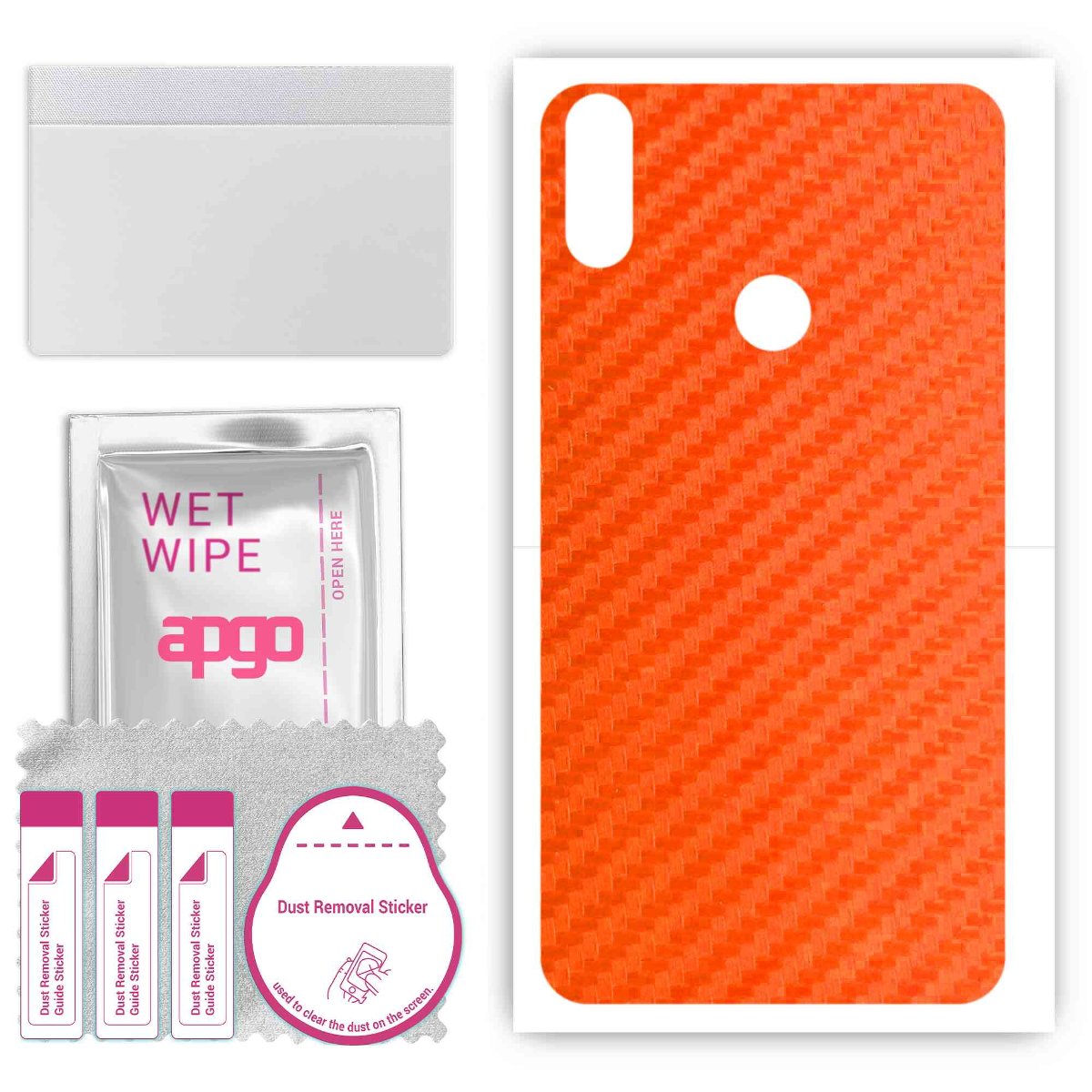 Folia naklejka skórka strukturalna na TYŁ do Motorola One Power (P30 Note) -  Carbon Pomarańczowy - apgo SKINS