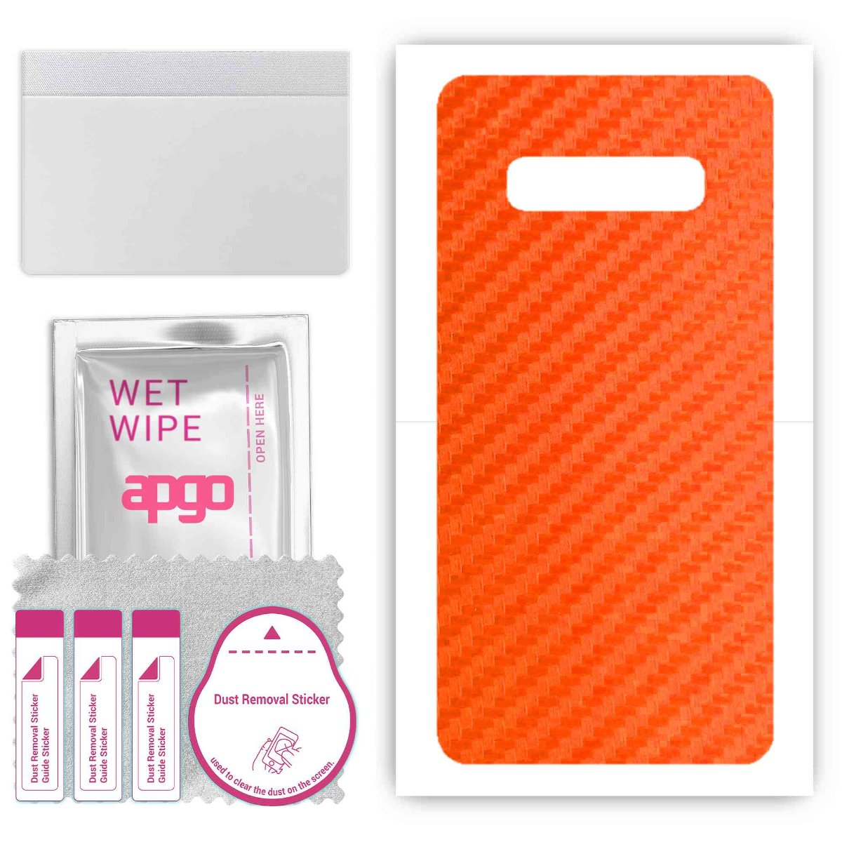 Folia naklejka skórka strukturalna na TYŁ do Samsung Galaxy S10+ - Carbon Pomarańczowy - apgo SKINS