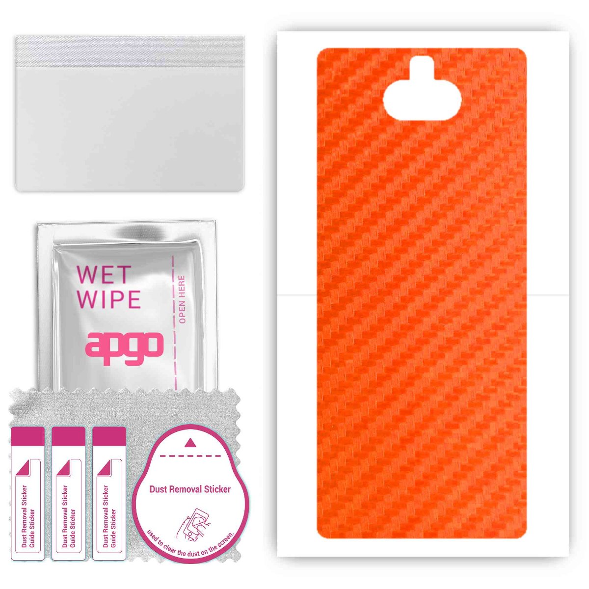 Folia naklejka skórka strukturalna na TYŁ do Sony Xperia 10 -  Carbon Pomarańczowy - apgo SKINS