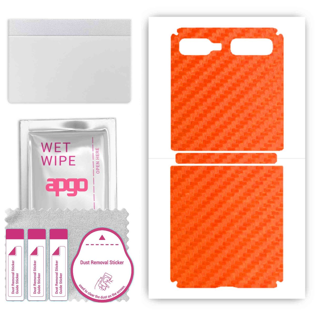 Folia naklejka skórka strukturalna na TYŁ do Samsung Galaxy Z Flip 5G -  Carbon Pomarańczowy - apgo SKINS